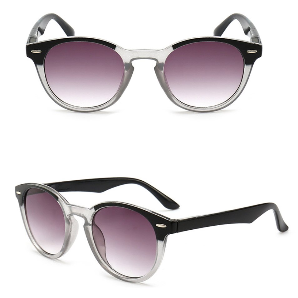 Getönte Lesebrille Runde Vintage Grade Grau Objektiv Anti UV Presbyopie 1,0 1,5 2,0 2,5 3,0 3,5 4,0 Dioptrien mit Elastische Bein: GRAY / +150