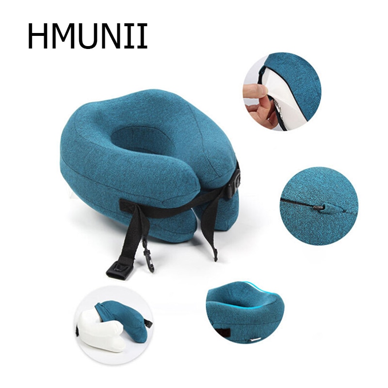 HMUNII U en forme de mémoire mousse oreillers de cou doux lent rebond espace voyage oreiller solide cou Cervical soins de santé accessoires de voyage