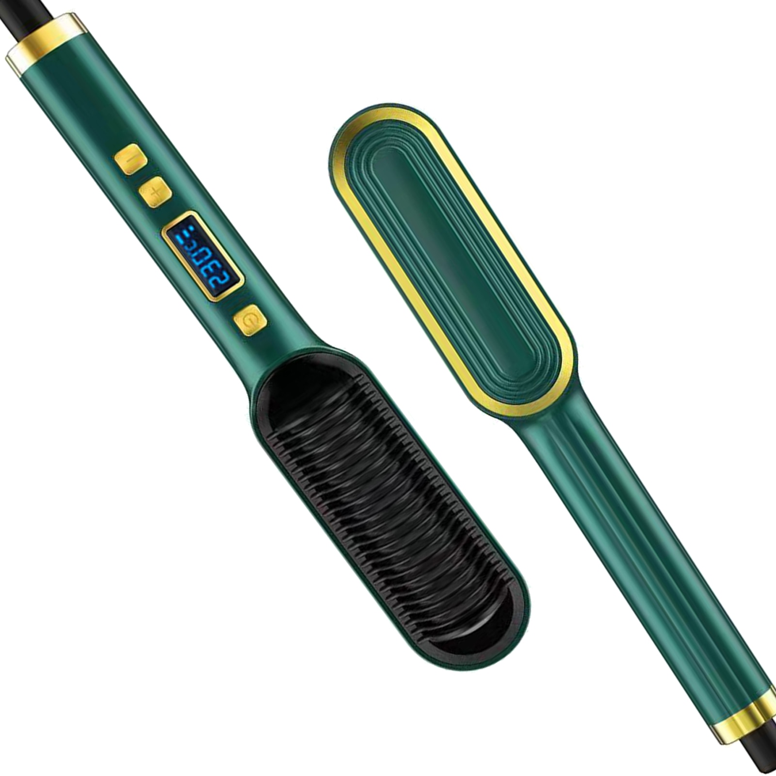 Cepillo alisador de pelo 2 en 1, cepillo eléctrico de iones negativos, peine rizador con pantalla Lcd, herramientas para rizar el cabello plancha de pelo secador y cepillo alisador planchas para el pelo Pei