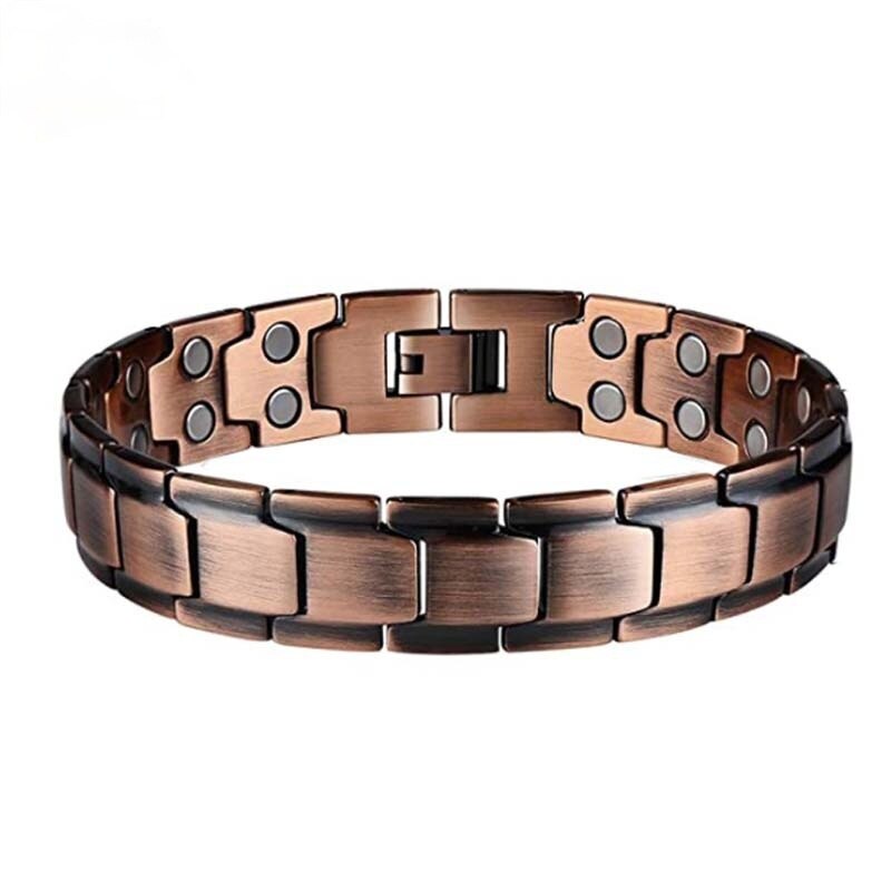 Megin D bronzo neodimio pietra magnetica braccialetto da polso cinturino a catena bracciale per uomo donna coppia amici regalo gioielli di moda Boho: Double Layer Stone