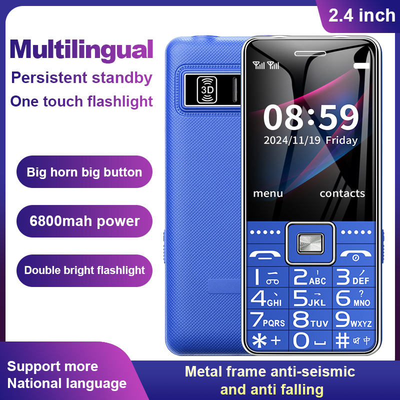 Teléfono GSM 2G BAR G600, tarjeta SIM Dual, batería de 6800mAh, tecla grande SOS, pantalla de 2,4 pulgadas, teléfono móvil para ancianos y mujeres, reccodificador de MP3