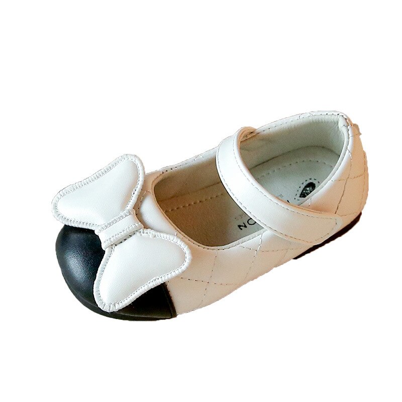 Baby Girls Leather Shoes for Birthday Party Wedding Soft Patent Leather Flats Toddlers Kids Lace Bowtie Pearls Princess Shoes: Beige / 21Inside13cm