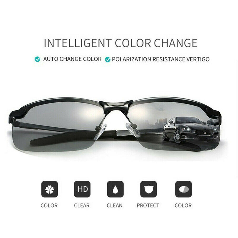 Fotokromiske solbriller mænd polariseret kørsel kamæleonbriller mandlige skift farve solbriller dag nattesyn førerens briller