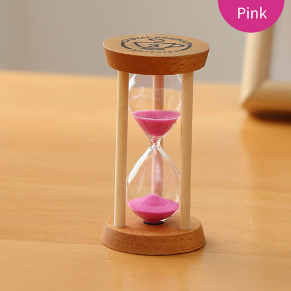 Hourglass Sand Timer 3 Minutes Sand Clock Round Watch Glass Wood Timer