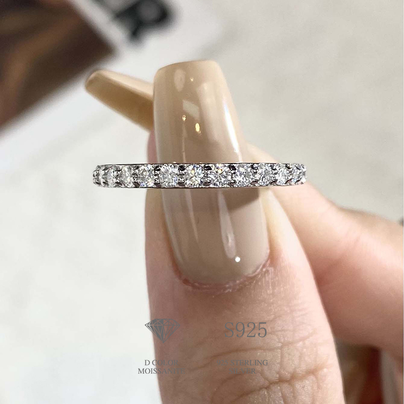 Diamant Welt Luxus echte Moissan ite Diamant Solitär stapelbare Ringe für Frauen Sterling Silber Ewigkeit Hochzeits schmuck