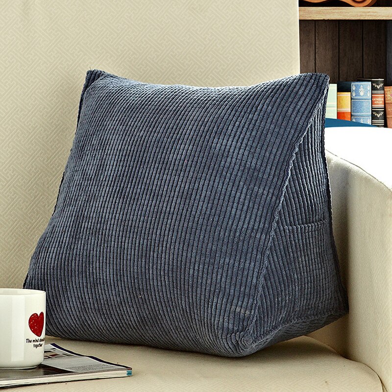 Sängläskudde mjuk trekantig stor ryggkudde för säng soffa bäddsoffa kudde tvättbar ryggstödskudde för säng: Marin / 60 x 50 x 30cm