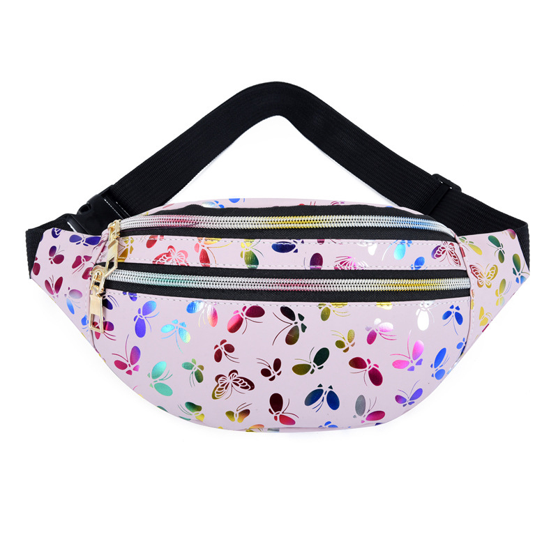 Doppelter reißverschluss-bauchtasche, farbenfrohe damen-handytasche, multifunktionale wasserabweisende umhängetasche: Rosa