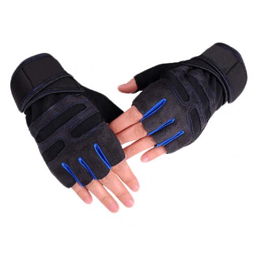 Sport Dumbbell Fitness Breathable Anti-slip Half Finger Protection Unisex Gloves: Dark Blue / M