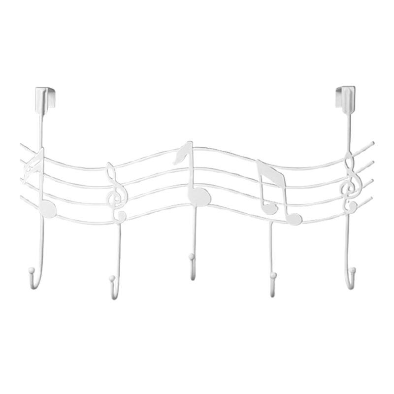 Golvend Muzieknoten 5 Haken Wandkapstokken Kleren Deur Hanger Elegante Afwerking Eenvoudig Decoratieve Huishoudelijke D7WE: White