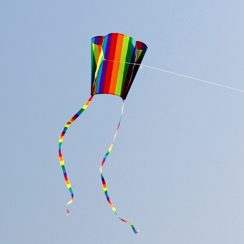 Happyy baby regenbogen-gleitschirmdrachen mit schwänzen, weiches drachenspielzeug, inklusive 30m drachenleinen