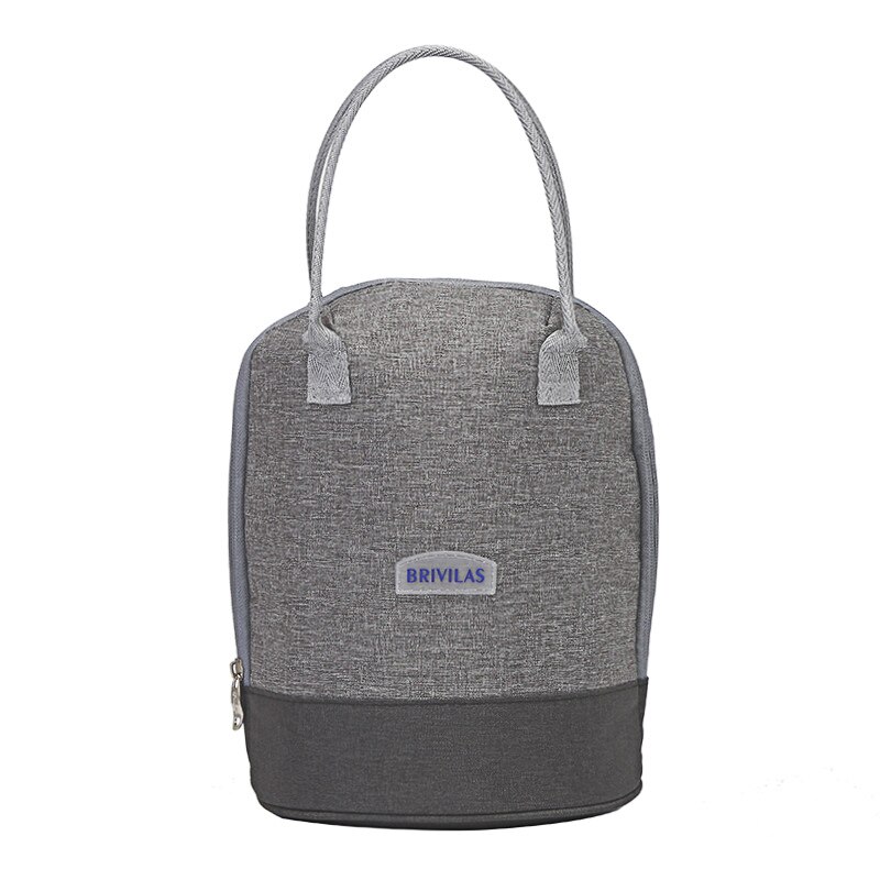 Grote Capaciteit Cilinder Lunch Tas Vrouwen Thermische Geïsoleerde Lunch Box Tote Koeler Handtas Mannen Draagbare Waterdichte Bento Pouch: gray