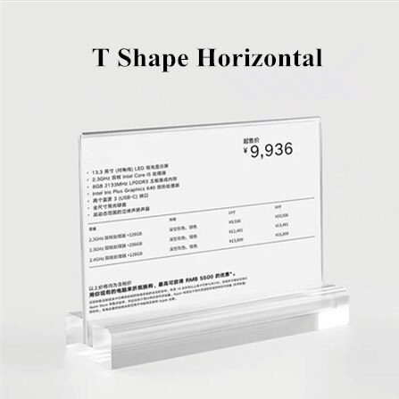 A6 T / L Shaped Transparent Acrylic Table Top Menu Holder Stand Restaurant Hotel Advertising Poster Card Display Stand: A6 T Horizontal