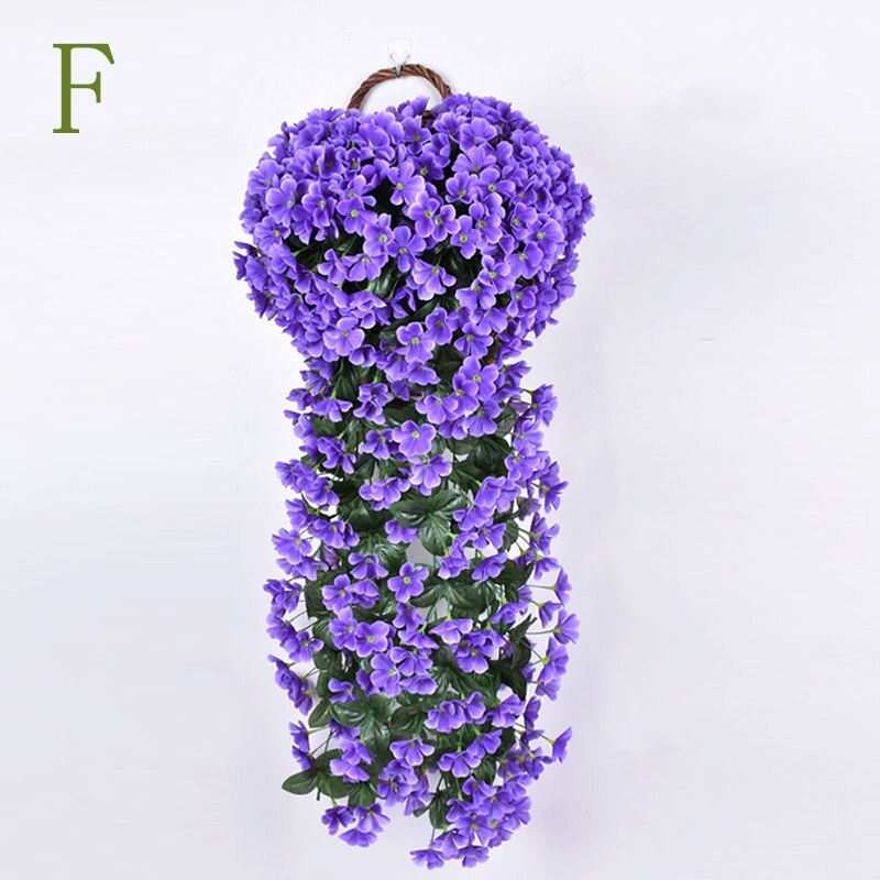 Farverig kunstig silke violet vedbend hænge blomst til krans væghængende plante bryllupsfest hjem have balkon dekoration: F