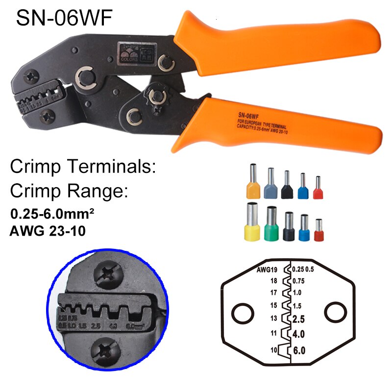 Crimp Tangen Meerdere Matrijzen Set Draad Dupont Terminals Gereedschap Voor Krimpkous Connectors Niet-Geïsoleerde Huls Terminals: SN-06WF