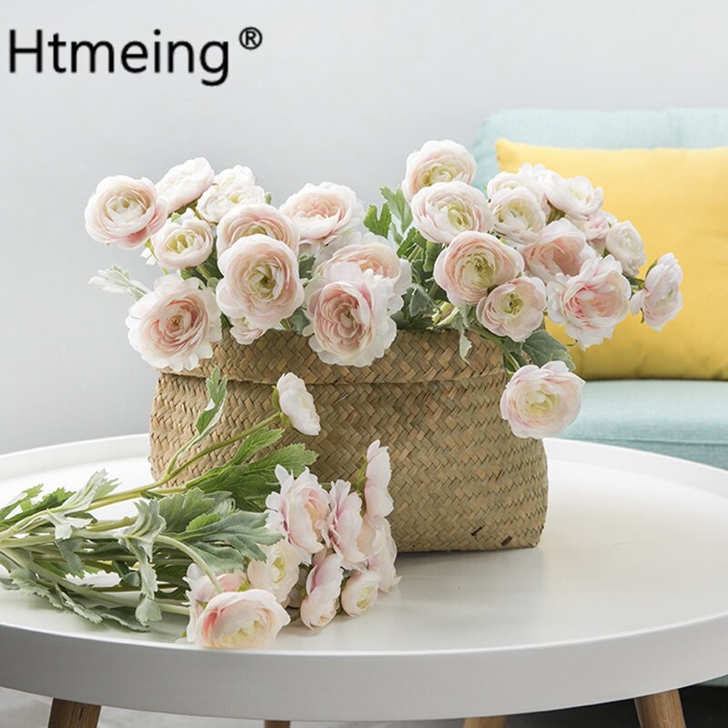 1 stk kunstig ranunkel blomster rosebusk silkeblomster knopp brudebukett gjør-det-selv bryllupsdekorasjoner