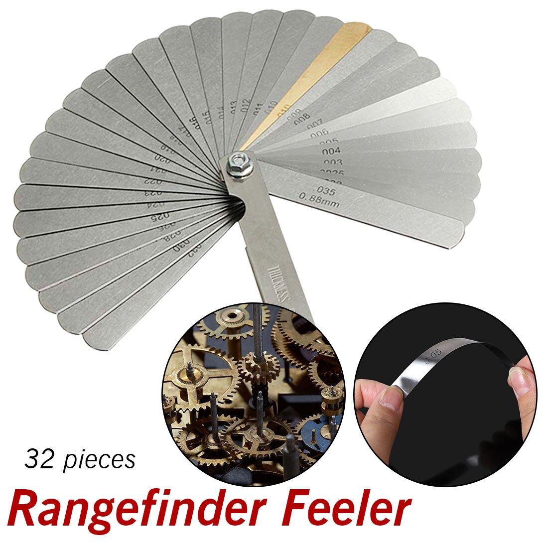 Measurment Tool 0.04-0.88mm Thickness Gage 32 Blades Set Valve Feeler Gauge Metric Gap Filler