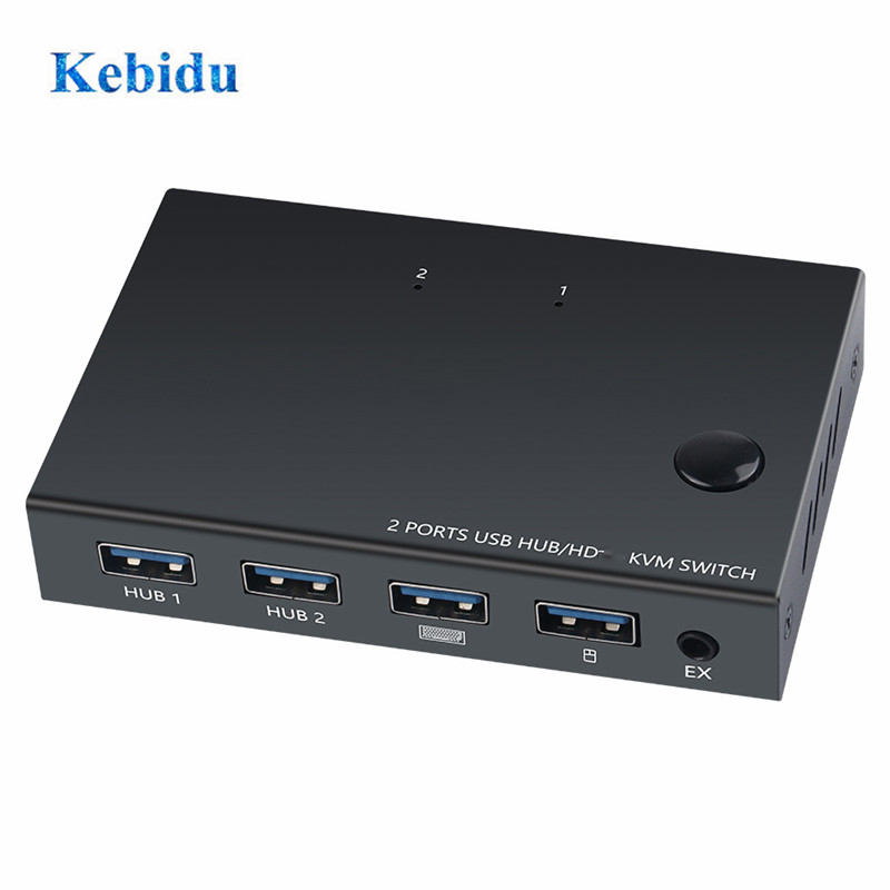 Kebidu 2 Poort Hdmi Kvm Switch 4K Usb Schakelaar Kvm Switcher Splitter Box Voor Delen Printer Toetsenbord Muis Kvm switch Hdmi