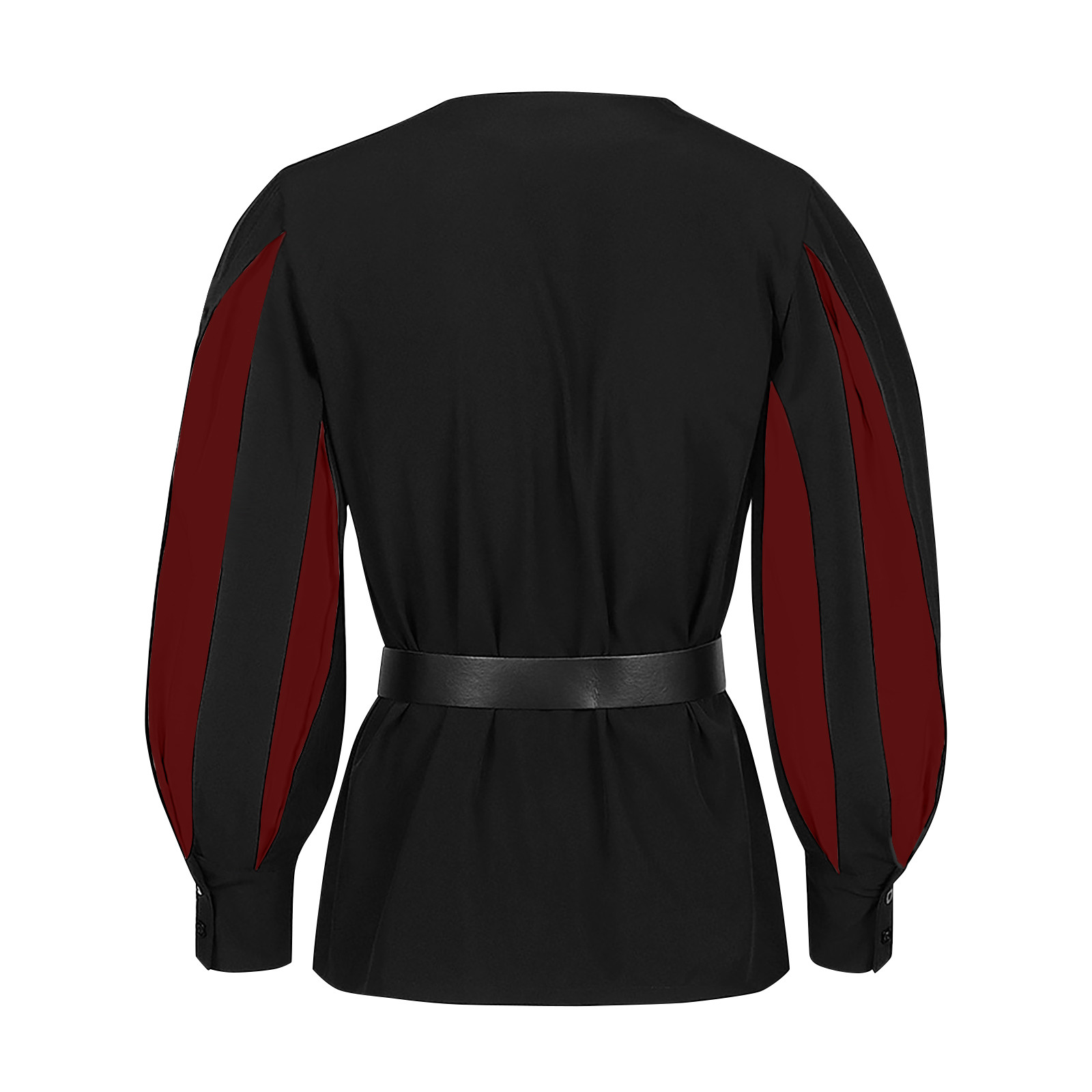 Top gótico con cordones en contraste oscuro para hombre, camisa informal Vintage Medieval renacentista, ropa suave holgada, camisa de manga larga con pretina