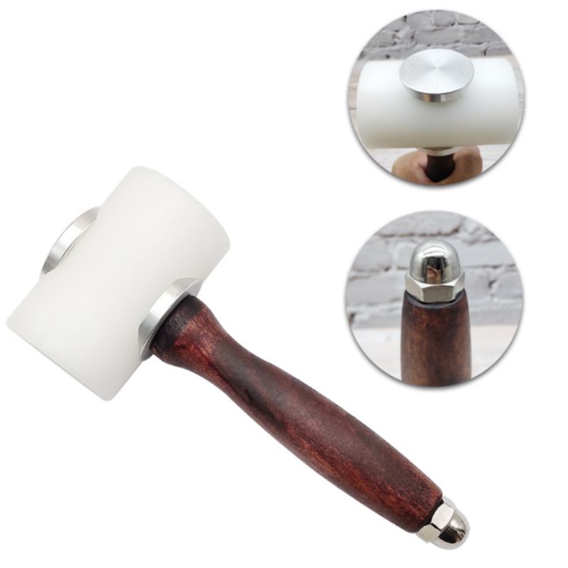 Leather Carving Hammer DIY Craft Punch Cutting Nylon Hammer Tool with Wood Handle Leathercraft Engraving Drilling