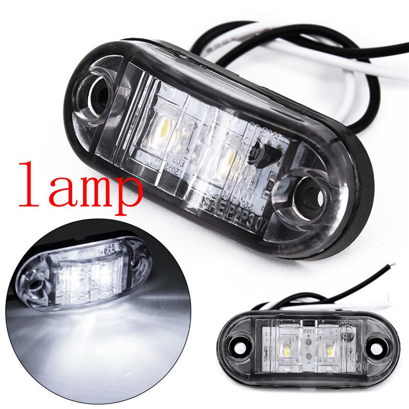 Juego de luces LED para remolque de coche, 12V, 2 uds., Indicador lateral blanco, resistentes al agua, 0,5 W, súper lámpara de plástico, camión duradero