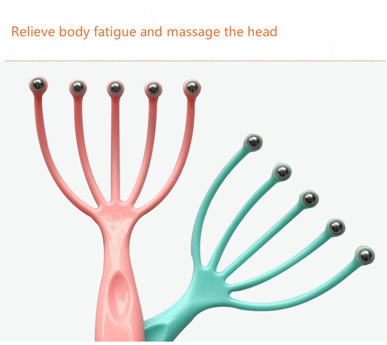 Hand-Held Head Massager Scalp Massager Staal Bal Hoofd Massager Ontspanning Vijf Vinger Massage Tool Voor Hoofd
