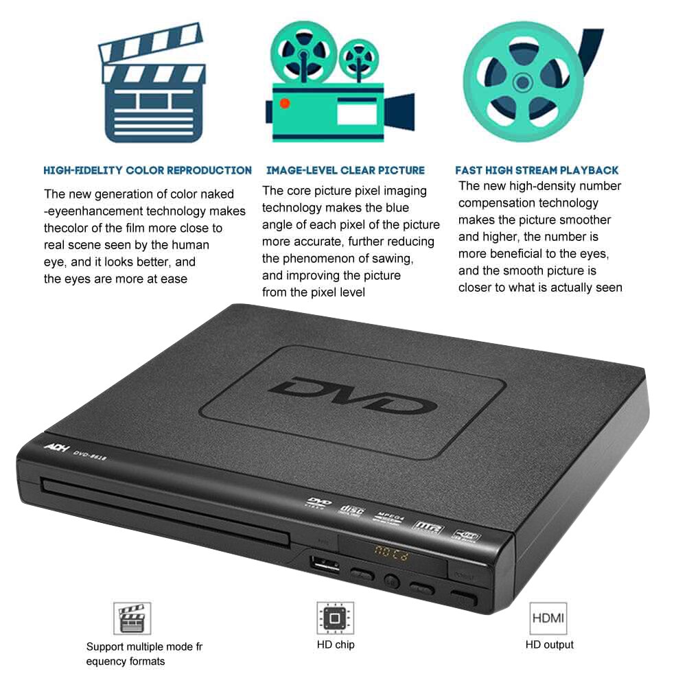 Enfants divertissement à domicile vidéo avec télécommande lecteur DVD USB entrée théâtre système AV sortie 110V 240V VCD MP3 pour TV