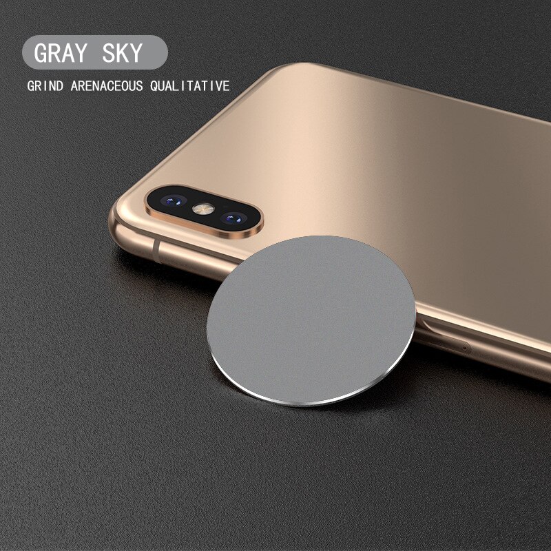 Adhesivo para iphone, placa de Metal, disco, hoja de hierro, soporte magnético para teléfono móvil, accesorios para coche, soporte magnético para teléfono, novedad de: gray FD
