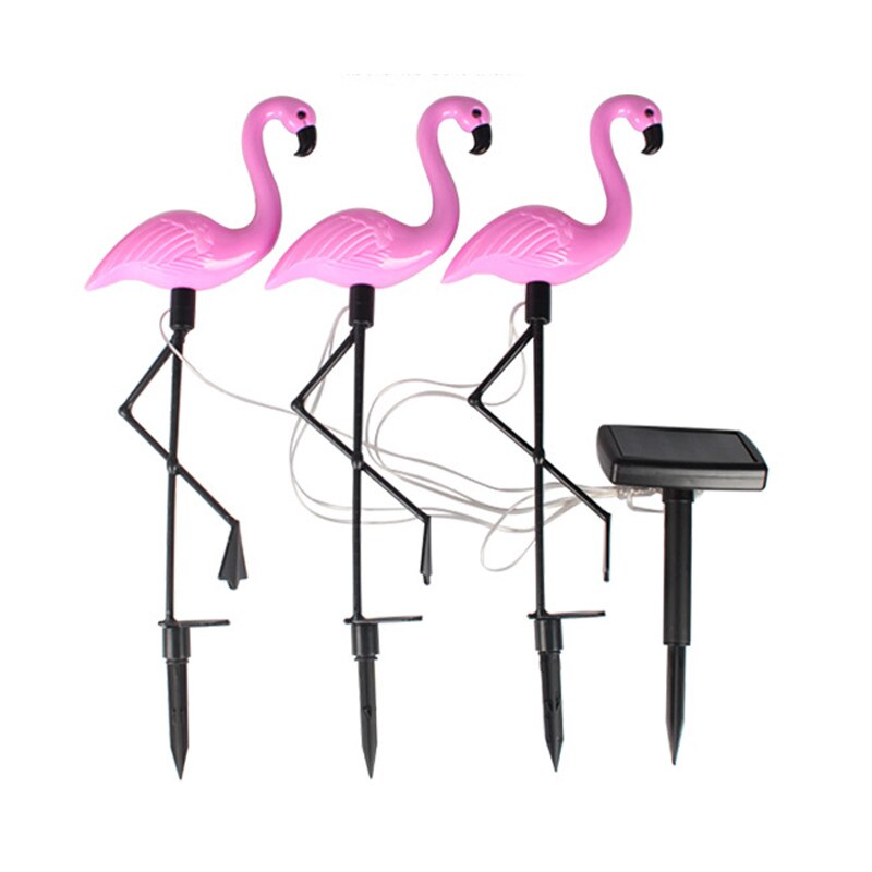Led fågellampa flamingo solenergi ljus utomhus staket ljus innergård trädgård solar led lampa vattentät utanför deco solar ljus: 3 st