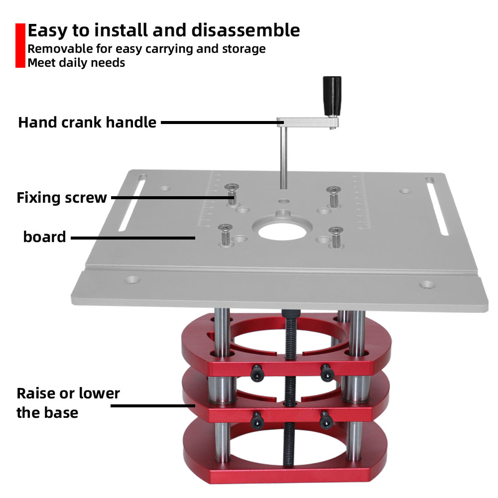 Woodwork router table Router Lift & Aluminum Router Plate for Wood Trimming Machine DIY Woodworking Tool Working Benche