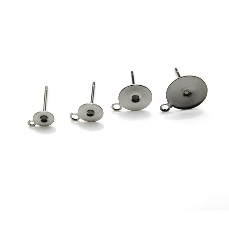 Earring Connectors 4-12 mm Pad Stainless Steel Blank Post Earring Studs Base Pins with Loop Fit Women DIY Earring Jewelry Making: 5mm pad / steel color