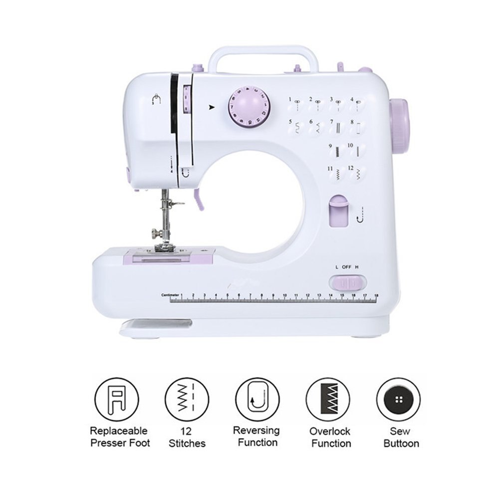 Mini 12 Stitches Sewing Machine Household Multifunction Double Thread And Speed Free-arm Electric Sewing Machine