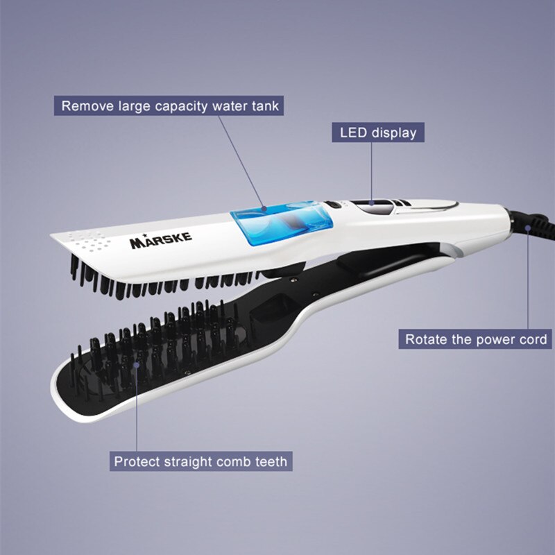 Steam Hair Straightening Brush Fast Electric Smooth Brush Ceramic Hair Straightener Comb Steam Flat Iron with LCD Display