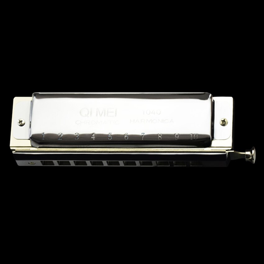 Chromatic Harmonica 10 Holes/40 Tones Sliver Wind Instrument Mouth Organ QIMEI Musical Instruments