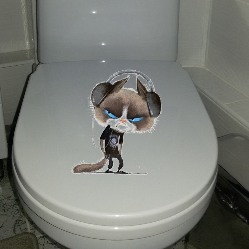 YOJA 19.5*23.6 cm Grappige Mode Kat Moderne Kamer Muur Decor Wc Sticker Decal T1-0074