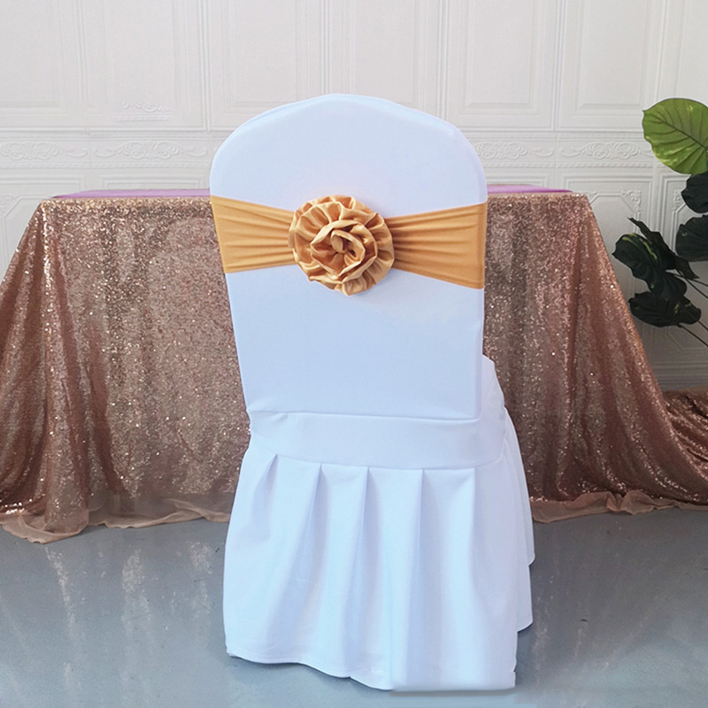 Elastische Polyester Stoel Band Bow Sash Stretch Stoel Sjerp Band Met Grote Bloem Voor Banket Hotel Bruiloft Verjaardag Party Decoratio