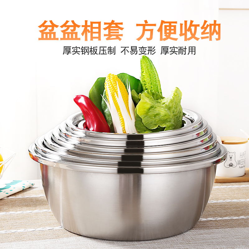 Rvs Mixing Bowls Ei Kloppen Pan/Wassen Plantaardige Wastafel/Kneden Wastafel Kommen Mengkom Voor Salade Keuken koken Set