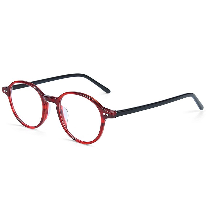 Round Blue Light Blocking Glasses - Vintage Thick Acetate Frame, UV Protection, For Computer Work & Screen Time