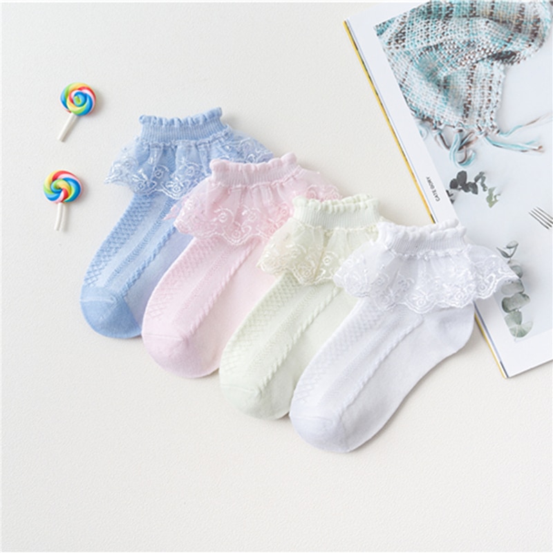 Summer Kids Socks Baby Girl Ruffle Sock Cute Baby Frilly Toddle White Pink Lace Kid Socks For Girls