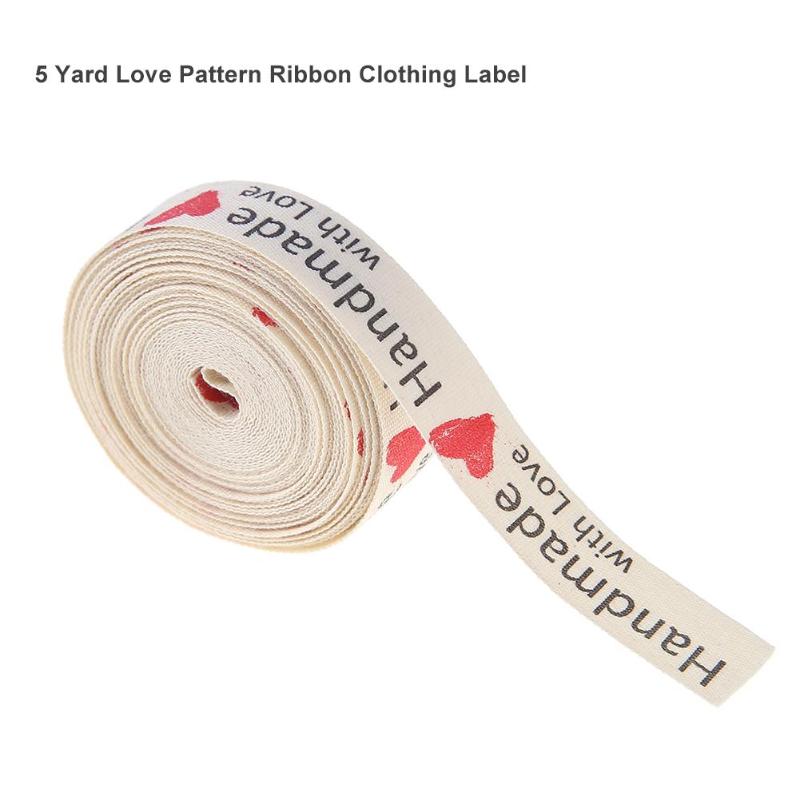 Cinta de amor de algodón hecha a mano, etiqueta de cinta de ropa, accesorios de costura de lazo hechos a mano, decoración del hogar