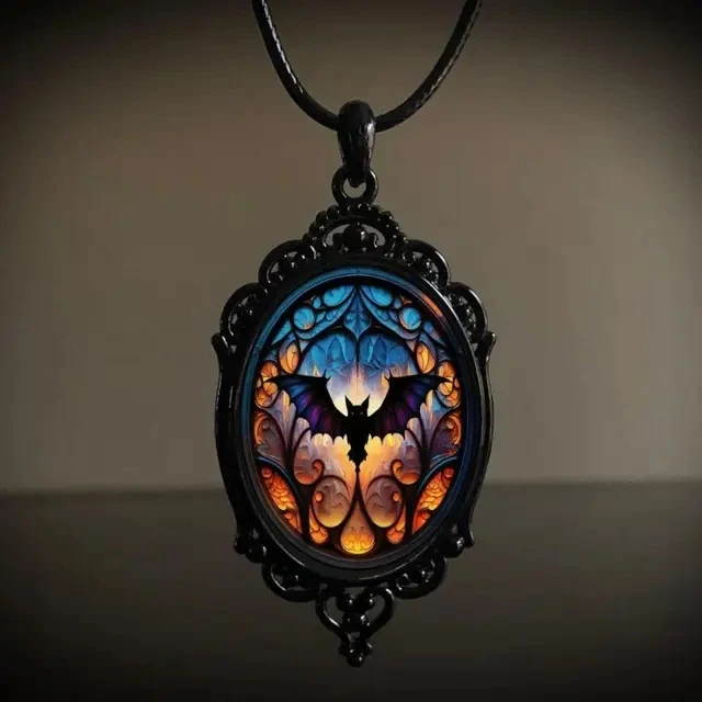 Collar gótico mago murciélago calabaza misterio mago vampiro murciélago collar joyería de Halloween accesorio bruja cuerda cadena gargantilla: Color amarillo dorado claro