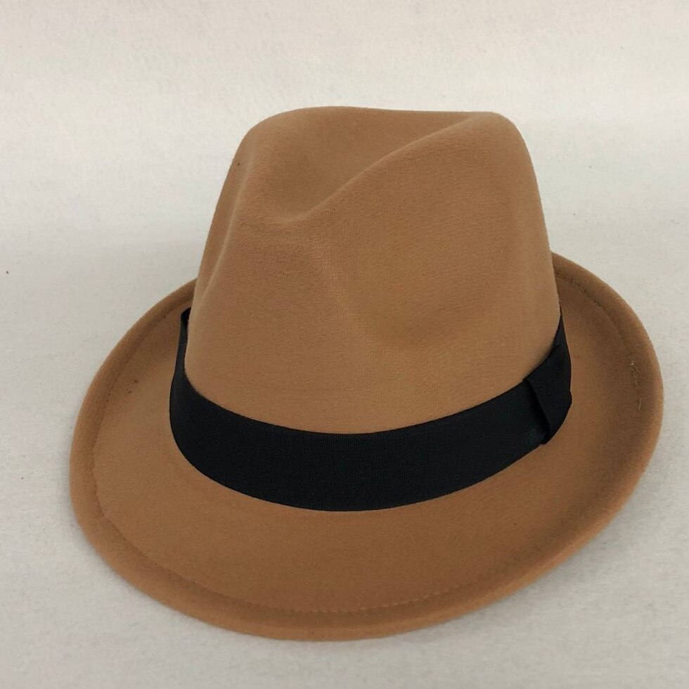 Wool Women Men Fedora Hat For Winter Autumn Lady Gangster Trilby Felt Homburg Church Jazz Hat 55-58CM: 03