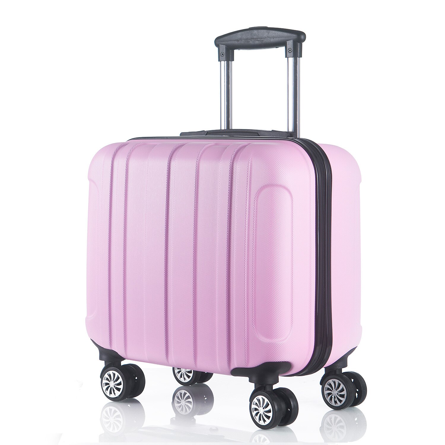 Business travel small suitcase 16 inch stewardess boarding case universal wheel 17 inch trolley case male and female code lock: Pink