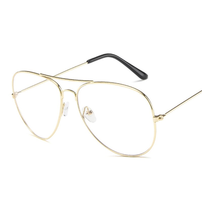 Elbru Anti Blue Ray Glasses Women Anti Blue Light Computer Glasses Cool Metal Clear Lens Eyeglasses Black Feamale: Gold