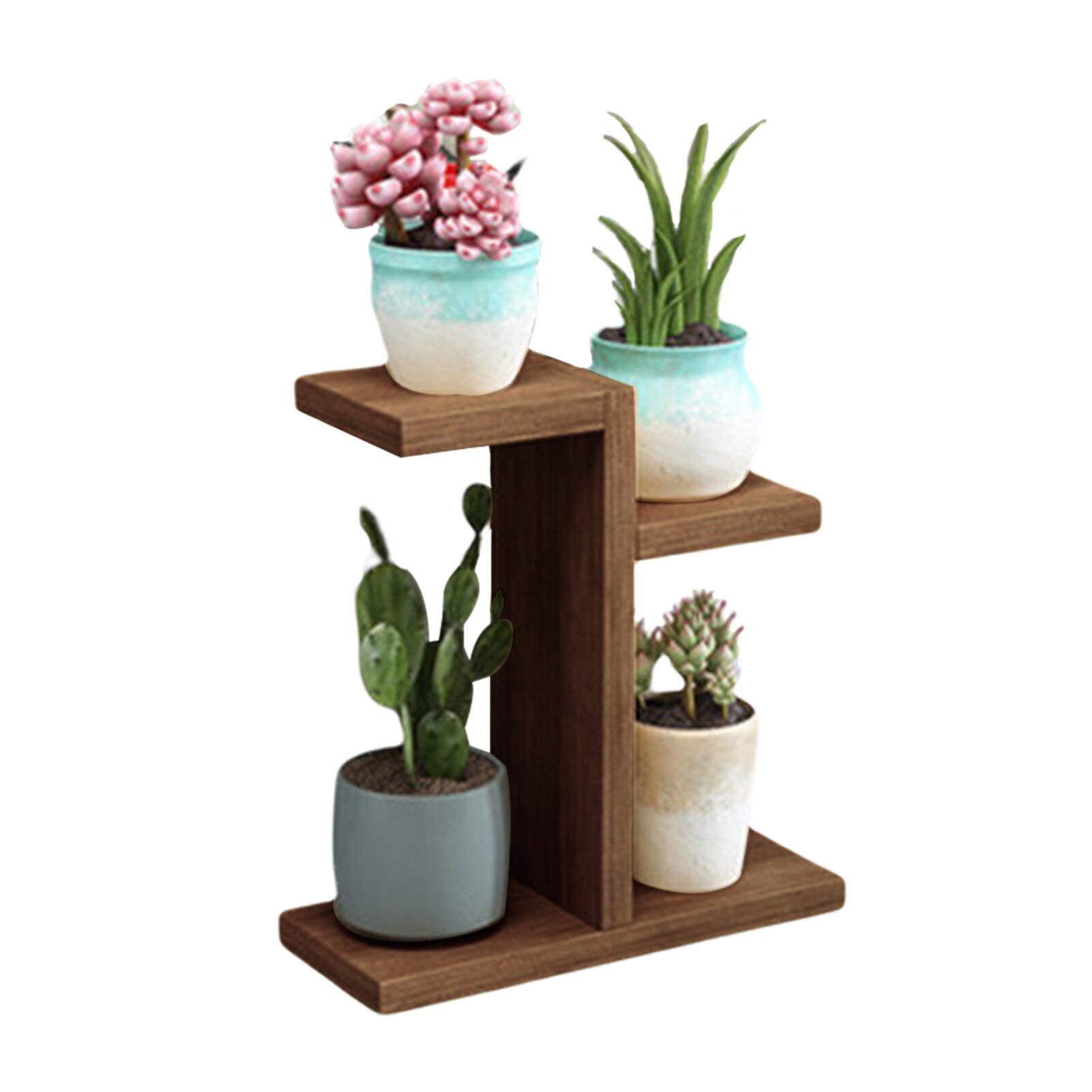 Balcony Multi Layers Wood Plant Stand Home Office Garden Flower Holder Free Standing Desktop Space Saving Indoor Decoration