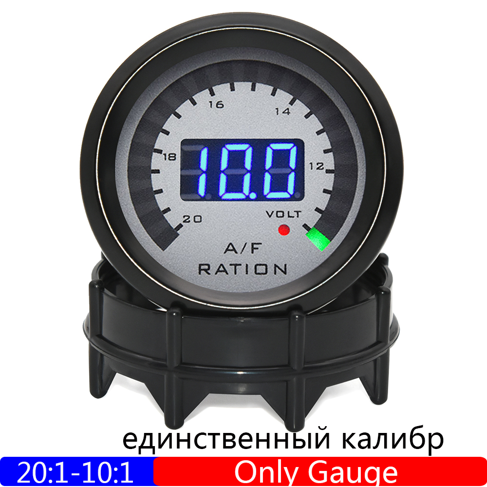 Medidor de relación aire-combustible de 52 mm Pantalla digital AFR Sensor de oxígeno O2 de banda estrecha 0258006028 Medidor de coche ahumado para coche de gasolina 12V: Azul cielo