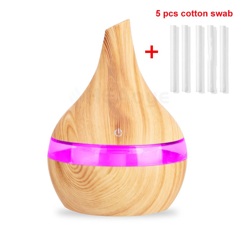 USB Electric Aroma Air Diffuser Wood 300ml Ultrasonic Air Humidifier Essential Oil Aromatherapy Cool Mist Maker Air Purifier: Blue