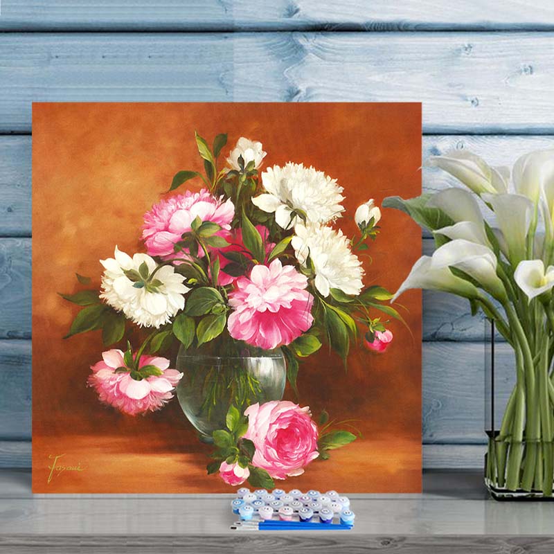 paint by number art painting by numbers still life flowers rich background wall hand-painted fill decorative paintings: 3014 / 80x80cm  No frame