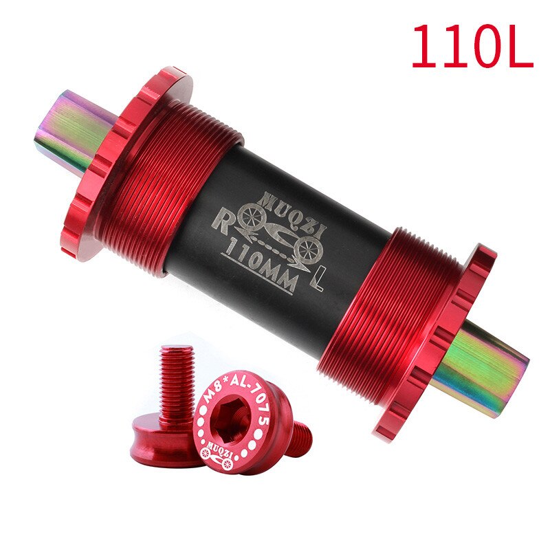 Mountain Bike Titanium Alloy Square Hole Ceramic Bottom Bracket 103/107/110/113/119/122mm Folding Road Bike Bottom Brackets: Red-110mm