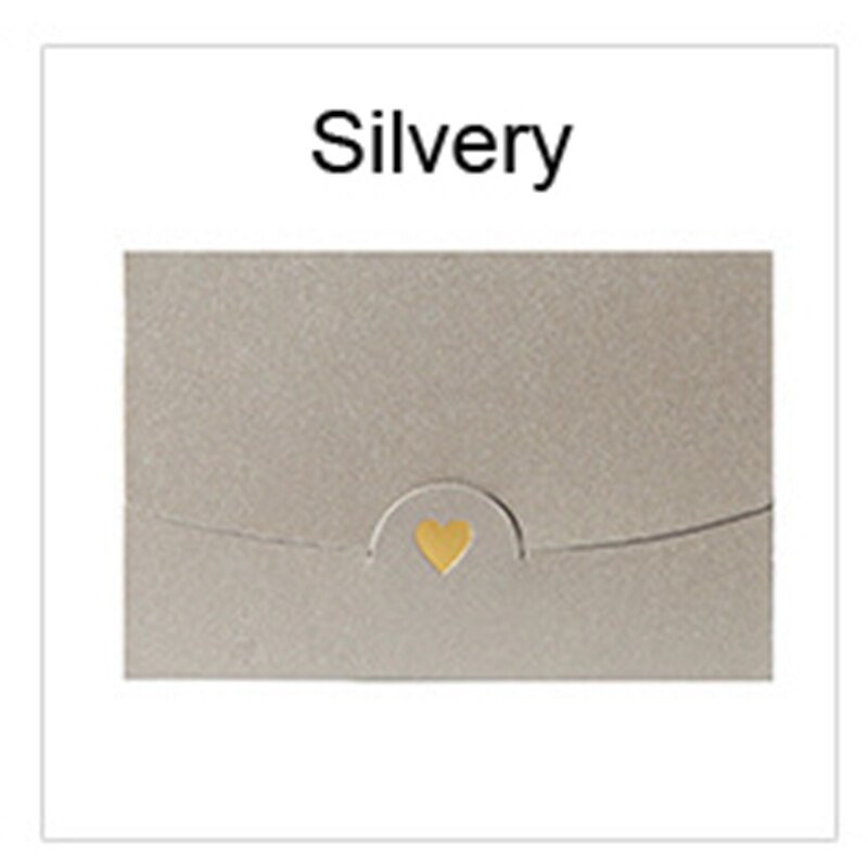 Enveloppe en papier doré 10 pièces/lot | Enveloppe à cœur de fermoir, pour carte d'invitation de mariage, , bricolage: Argent / 7x10.5cm