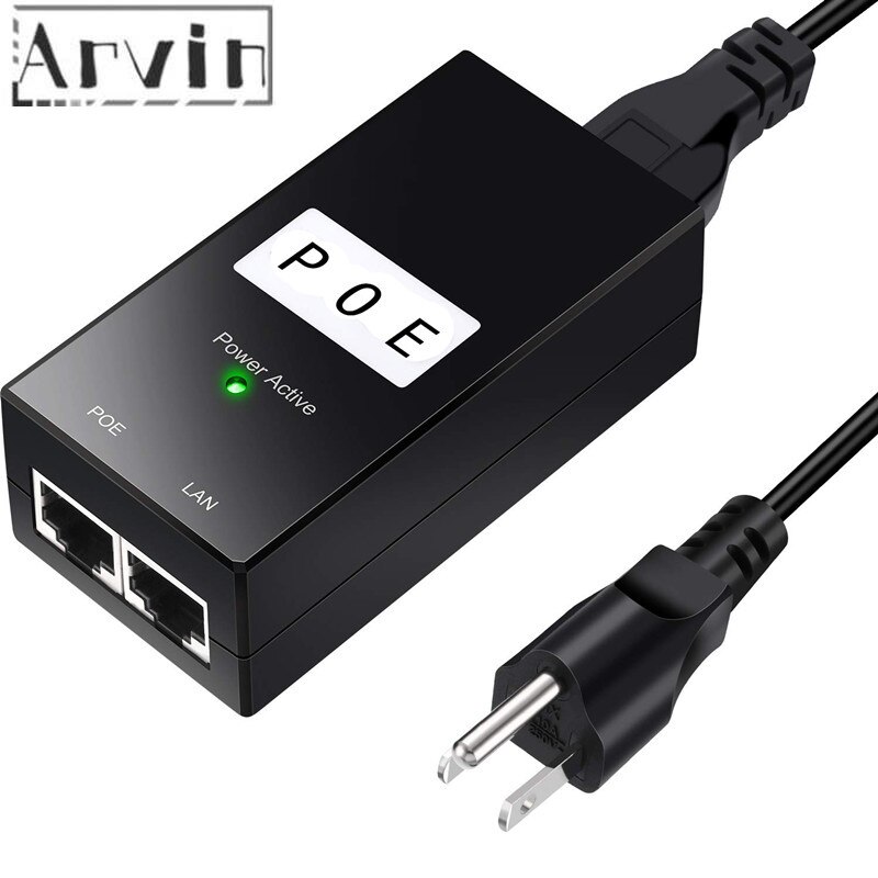 Turvallisuus 48 v 0.5a 15.4w poe sovitin poe injector ethernet virta poe ip kamera puhelin poe virtalähde